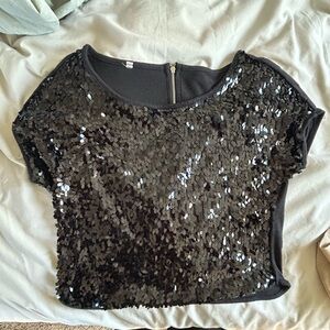 Black Sequin Women's Top